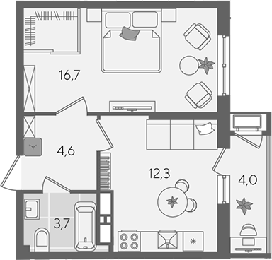 Продается 1-комн. квартира, 37.3 м²