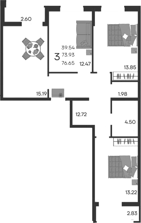 Продается 3-комн. квартира, 73.93 м²