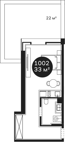 Объект, 33.1 м², 1/4 этаж, ЖК «Резиденция Волна»