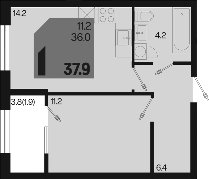 Продается 1-комн. квартира, 36 м²