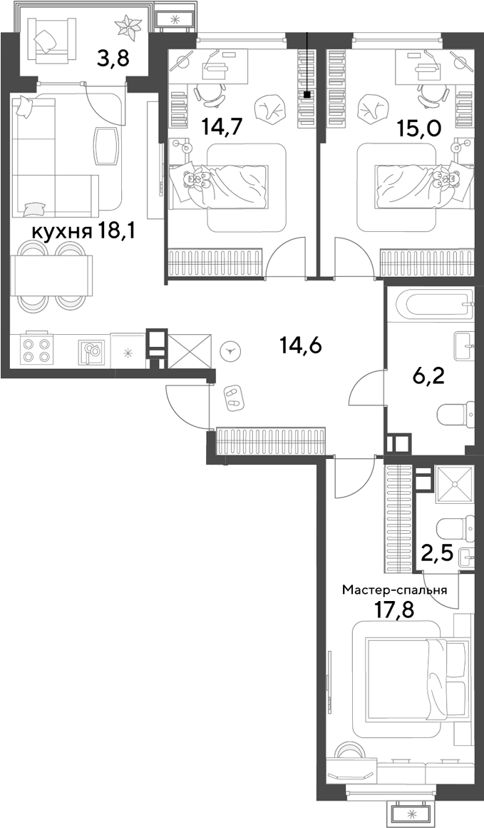 Продается 4-комн. квартира, 88.9 м²