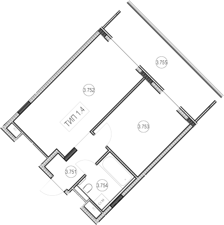 1-комн., 40.8 м², 7/9 этаж, ЖК «ГК Сан Гарден Хотел&СПА»