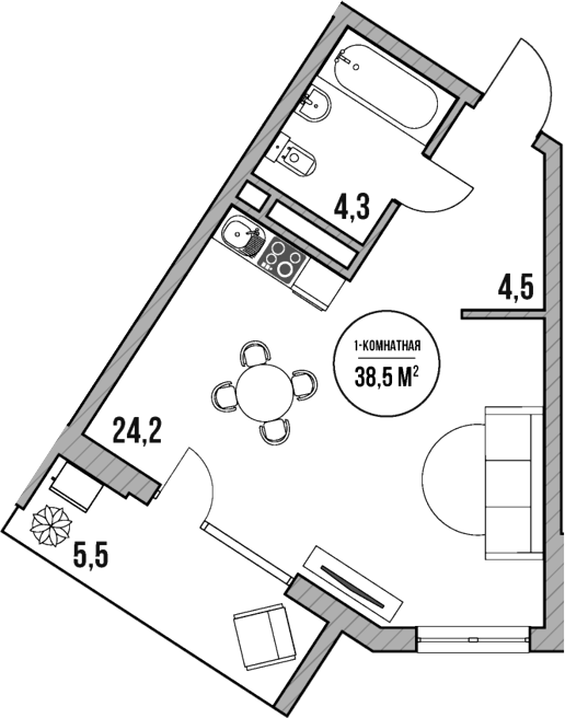 Студия, 33 м², 5/5 этаж, ЖК «МореТут»