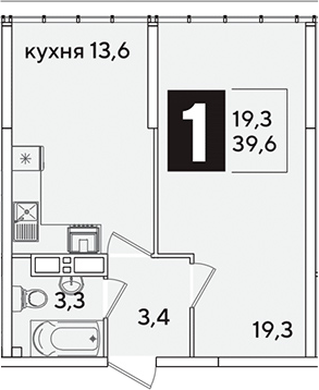 Продается 1-комн. квартира, 39.6 м²