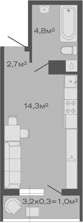 Продается 1-комн. квартира, 21.8 м²