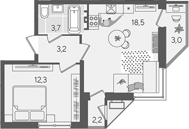 Продается 2-комн. квартира, 37.7 м²