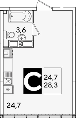 Студия, 28.3 м², 16/16 этаж, ЖК «Самолет»