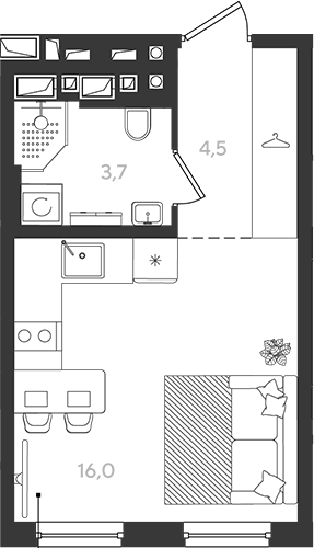 Продается 1-комн. квартира, 24.2 м²