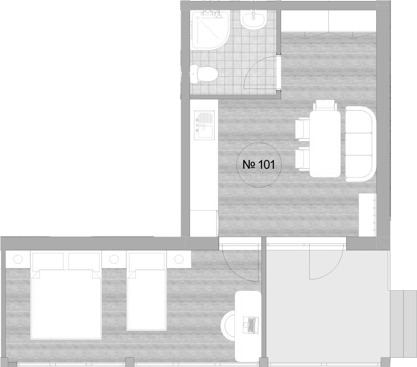 Объект, 45.6 м², 1/3 этаж, ЖК «Апартаментный комплекс Мореин»
