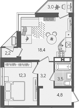 Продается 2-комн. квартира, 42.2 м²