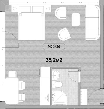 Объект, 35.2 м², 3/3 этаж, ЖК «Апартаментный комплекс Мореин»