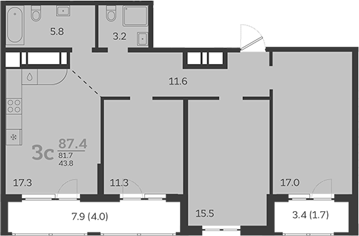 Продается 4-комн. квартира, 81.7 м²