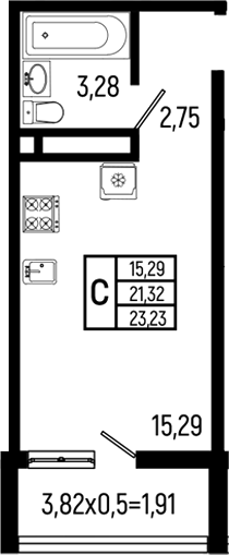Студия, 21.32 м², 2/18 этаж, ЖК «Ботаника Хиллс»