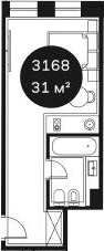 Объект, 30.79 м², 3/4 этаж, ЖК «Резиденция Волна»