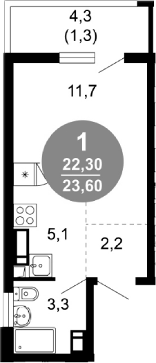 Студия, 22.3 м², 3/17 этаж, ЖК «Лестория»