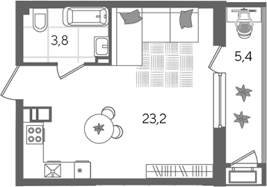 Студия, 27 м², 8/24 этаж, ЖК «Рекорд»