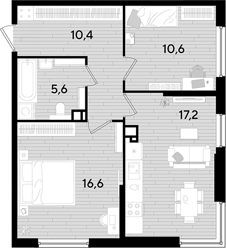 Продается 2-комн. квартира, 60.4 м²