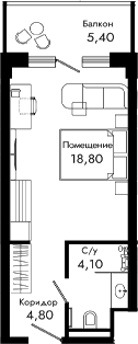 Студия, 27.7 м², 6/8 этаж, ЖК «Курортный отель Алеан Селект Агой»