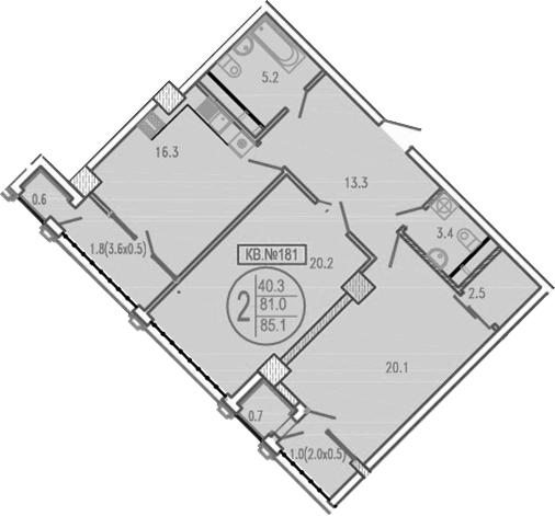 2-комн., 81 м², 3/15 этаж, ЖК «Development-Plaza»