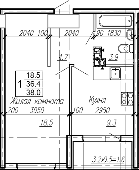 Продается 1-комн. квартира, 36.4 м²