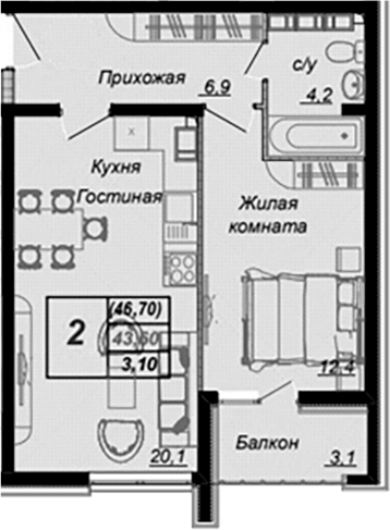 1-комн. Чайные Холмы