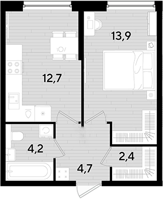 Продается 1-комн. квартира, 37.9 м²