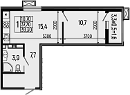 1-комн., 37.7 м², 4/13 этаж, ЖК «Звезды»