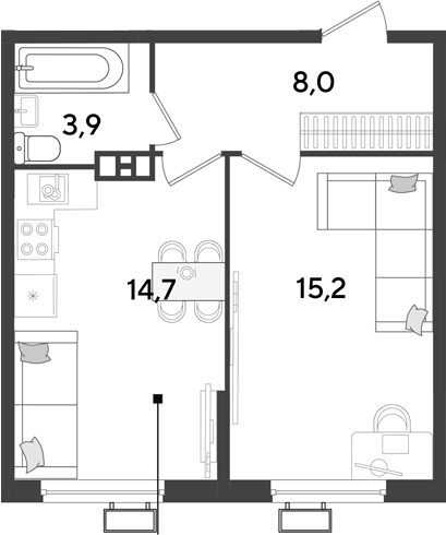 Продается 1-комн. квартира, 41 м²