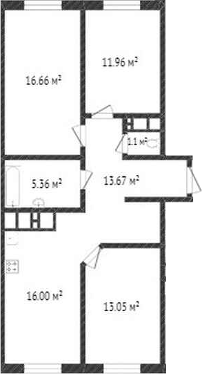 3-комн., 76.95 м²