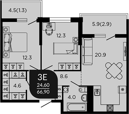 Продается 3-комн. квартира, 65.08 м²