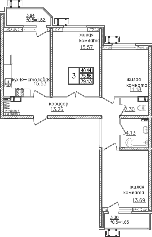 4+ комнаты, 75.66 м², 10/23 этаж, ЖК «Урал»