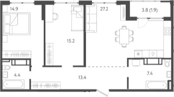3-комн., 82.5 м², 24/24 этаж, ЖК «Все Свои VIP»