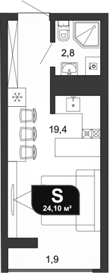 Студия, 22.2 м², 16/19 этаж, ЖК «Сочи Парк»
