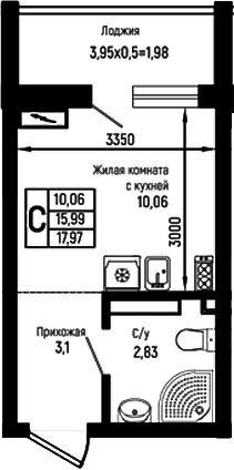 Студия, 15.99 м², 11/18 этаж, ЖК «Ботаника Хиллс»