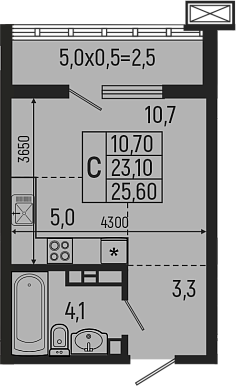 Продается 1-комн. квартира, 23.1 м²