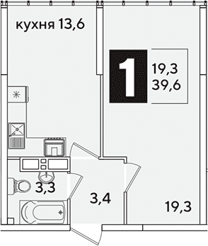 Продается 1-комн. квартира, 39.6 м²