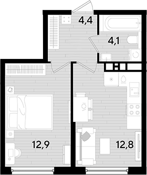 1-комн., 34.2 м², 8/16 этаж, ЖК «DОГМА ПАРК»