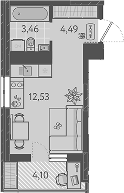 Студия, 20.48 м², 9/18 этаж, ЖК «Теплые края»
