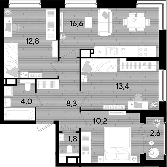 Продается 3-комн. квартира, 69.7 м²