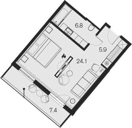 Студия, 36.8 м², 4/4 этаж, ЖК «Benefit Sky Breeze Sochi»