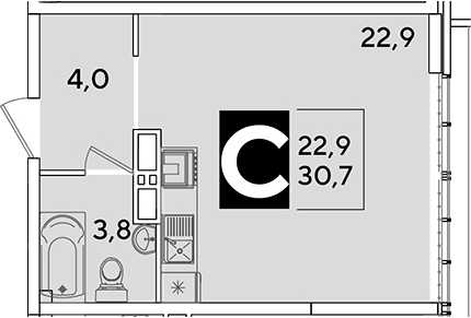 Продается 1-комн. квартира, 30.7 м²
