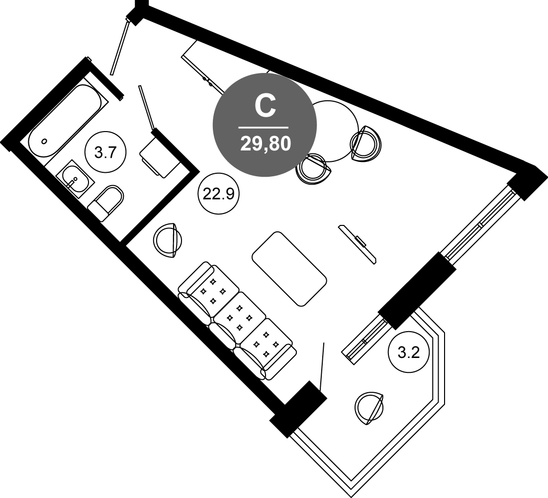 Студия, 26.6 м², 4/10 этаж, ЖК «Гостиничный комплекс GREENMONT»