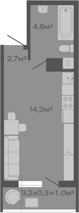 Продается 1-комн. квартира, 21.8 м²
