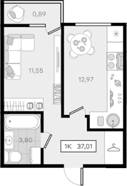 Продается 1-комн. квартира, 36.12 м²