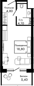 Студия, 27.7 м², 8/8 этаж, ЖК «Курортный отель Алеан Селект Агой»