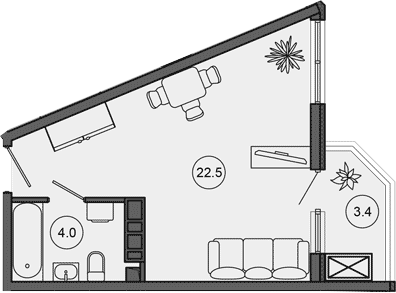 Студия, 26.5 м², 7/10 этаж, ЖК «Гостиничный комплекс GREENMONT»