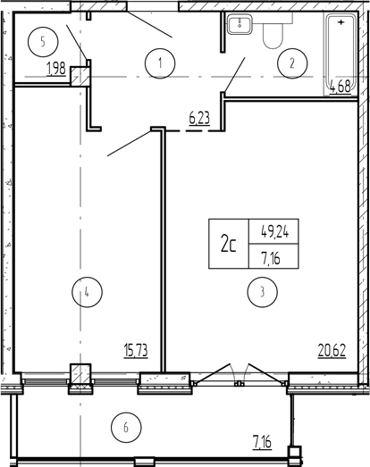 Продается 2-комн. квартира, 49.31 м²