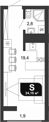 Студия, 22.2 м², 17/19 этаж, ЖК «Сочи Парк»