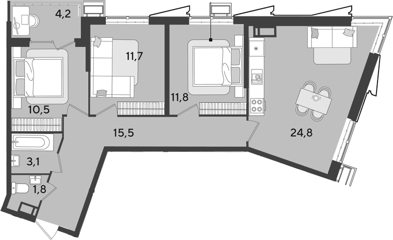 4+ комнаты, 79.2 м², 18/18 этаж, ЖК «Парк Победы»