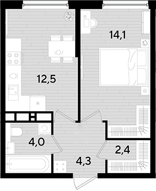 Продается 1-комн. квартира, 37.3 м²
